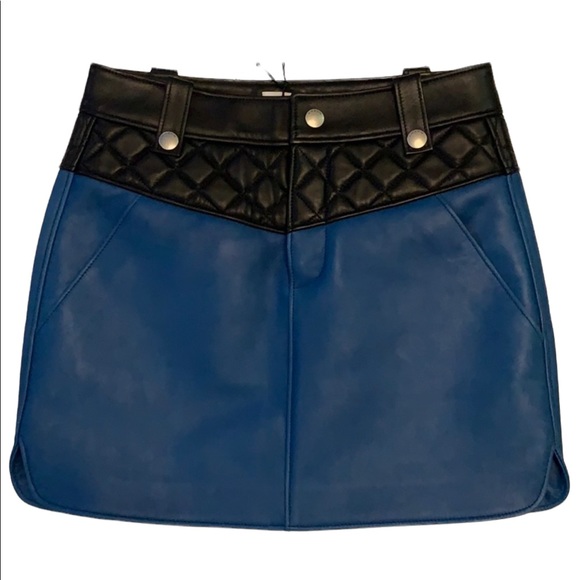 Coach Dresses & Skirts - Coach Blue & Black Leather Skirt Size 0 NWT
